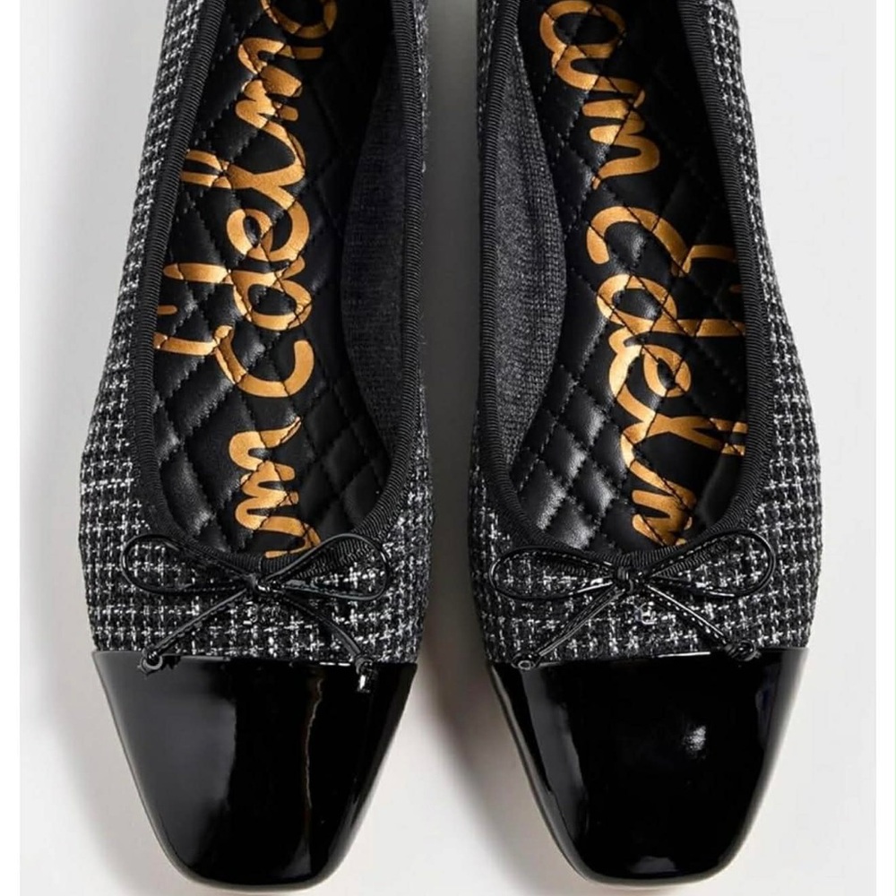 Sam Edelman Tweed Flats with Black Patent Toe